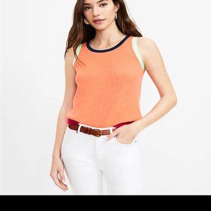 LOFT Women's Size Small Colorblocked Sweater Tank Retail $54.50 100% Cotton